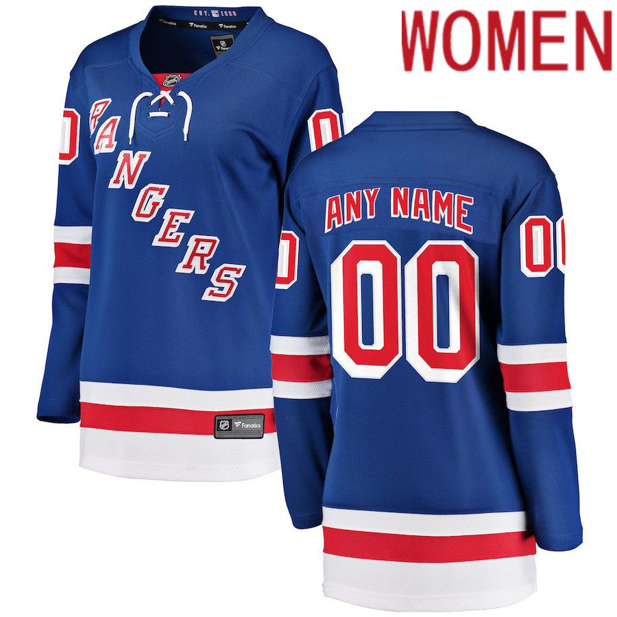 Women New York Rangers Fanatics Branded Blue Home Breakaway Custom NHL Jersey